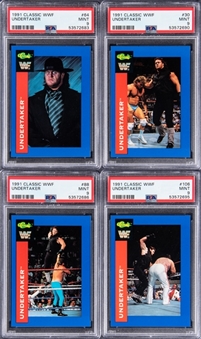 1991 Lot of Four (4) Classic WWF Undertaker Cards - PSA MINT 9
